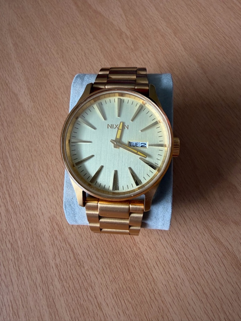 Nixon Sentry Stainless Steel Men's Gold-Tone Bracelet Watch with Day-Date 42mm